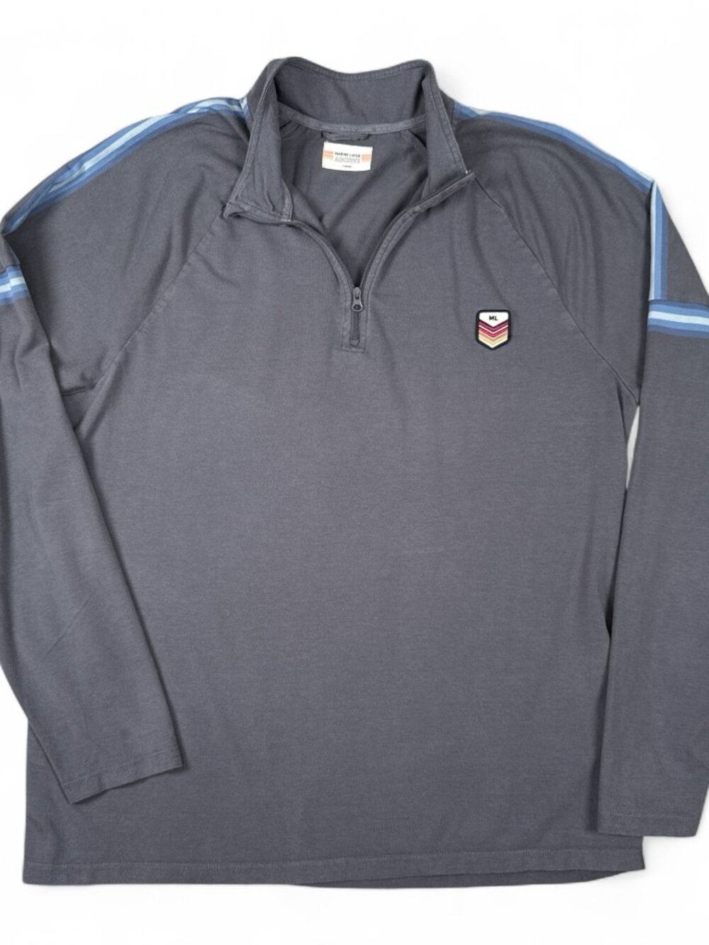 Marine Layer Archive Quarter Zip Pullover Large Charcoal 18465